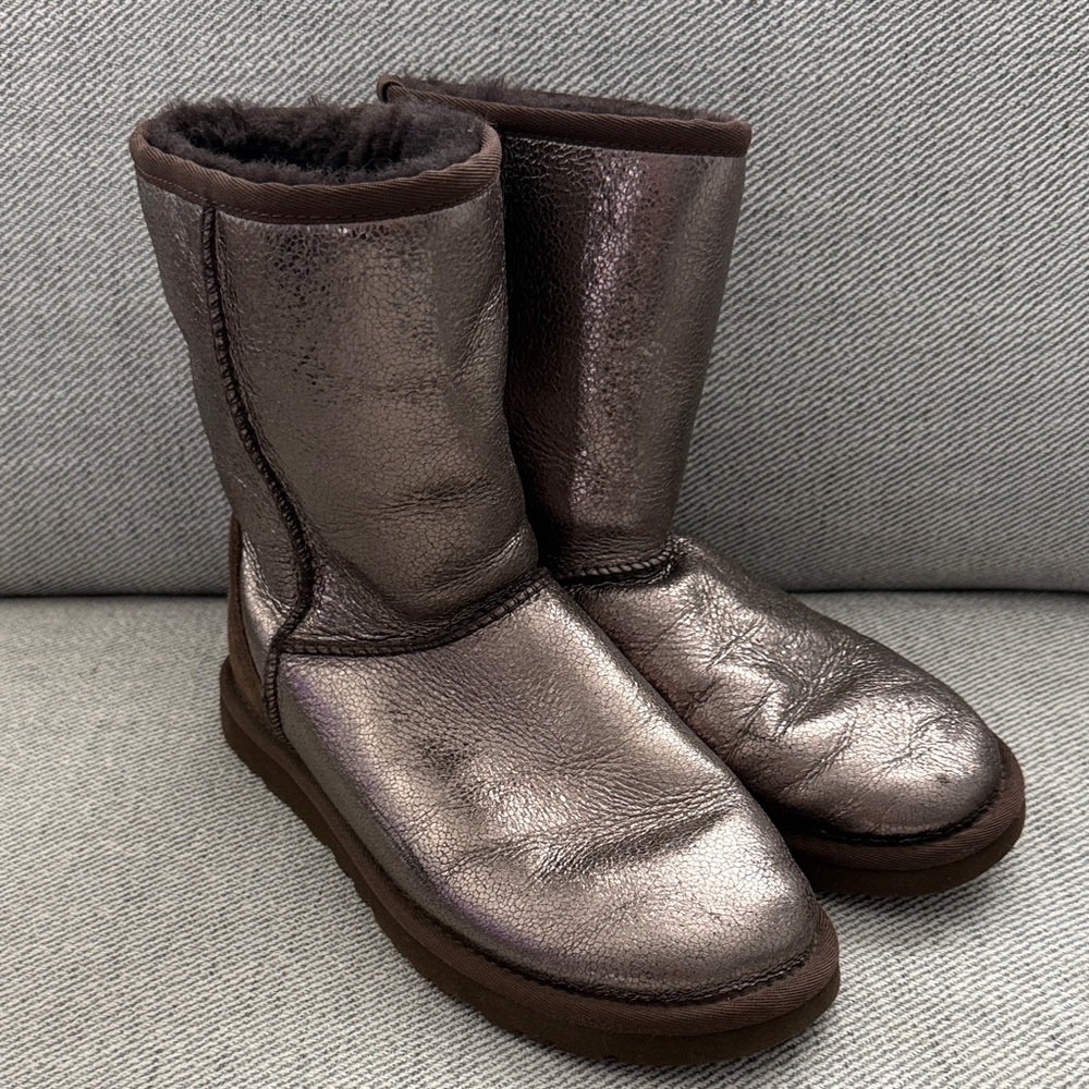 UGG Metallic Brown Fleece-Lined Boots